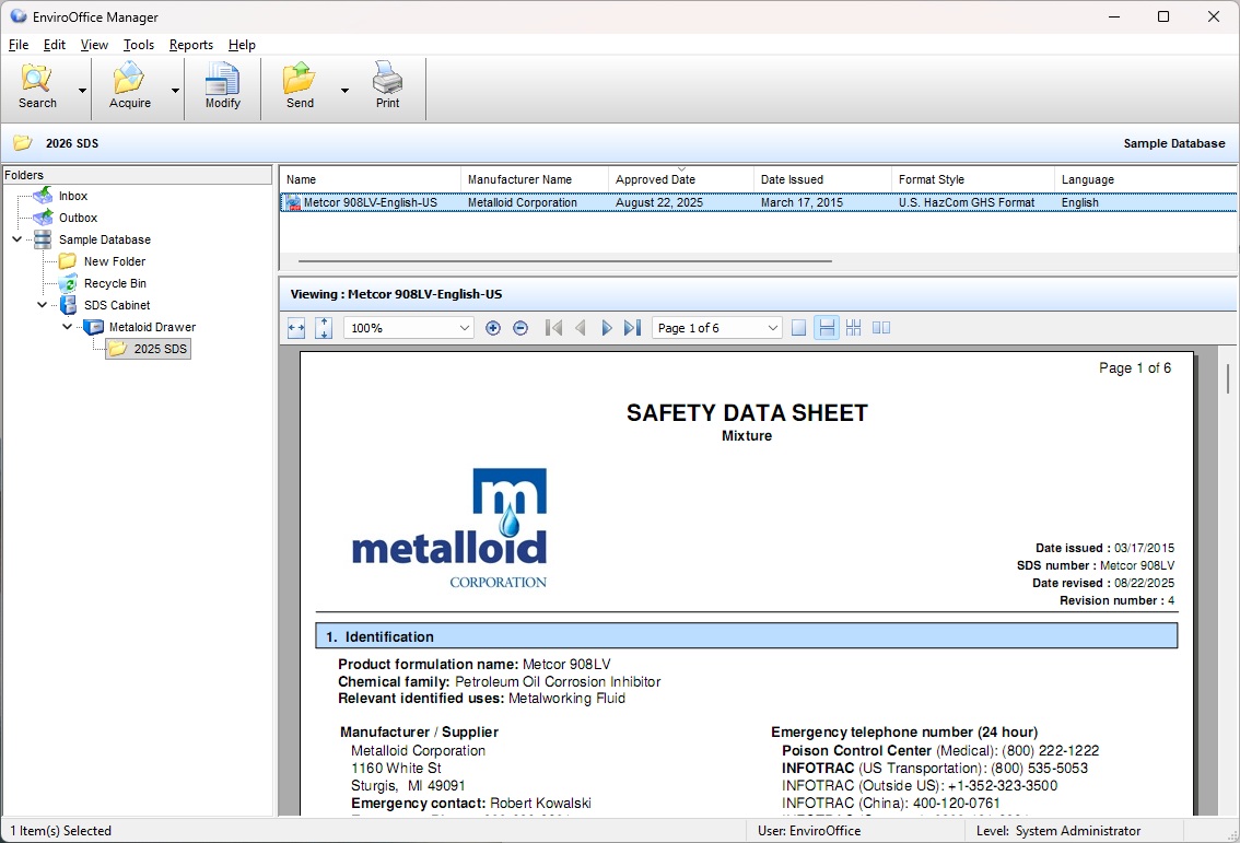 EnviroOffice Suite Screenshot Dashboard View